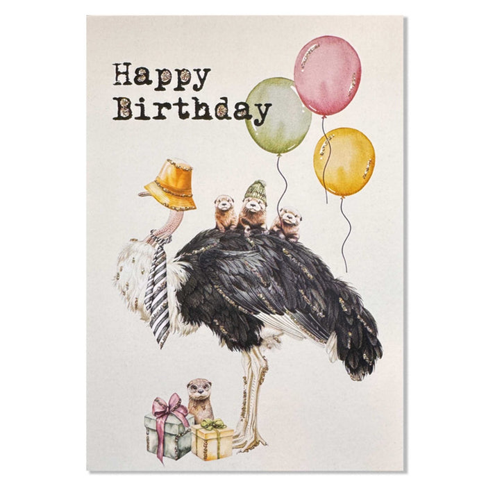 Kort happy birthday ostrich