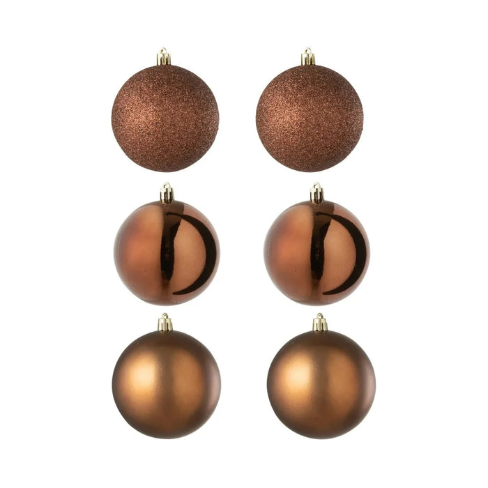 Jólakúlur brúnar 6 stk