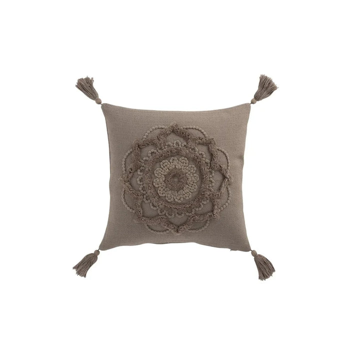 Púði fringe m/blómi