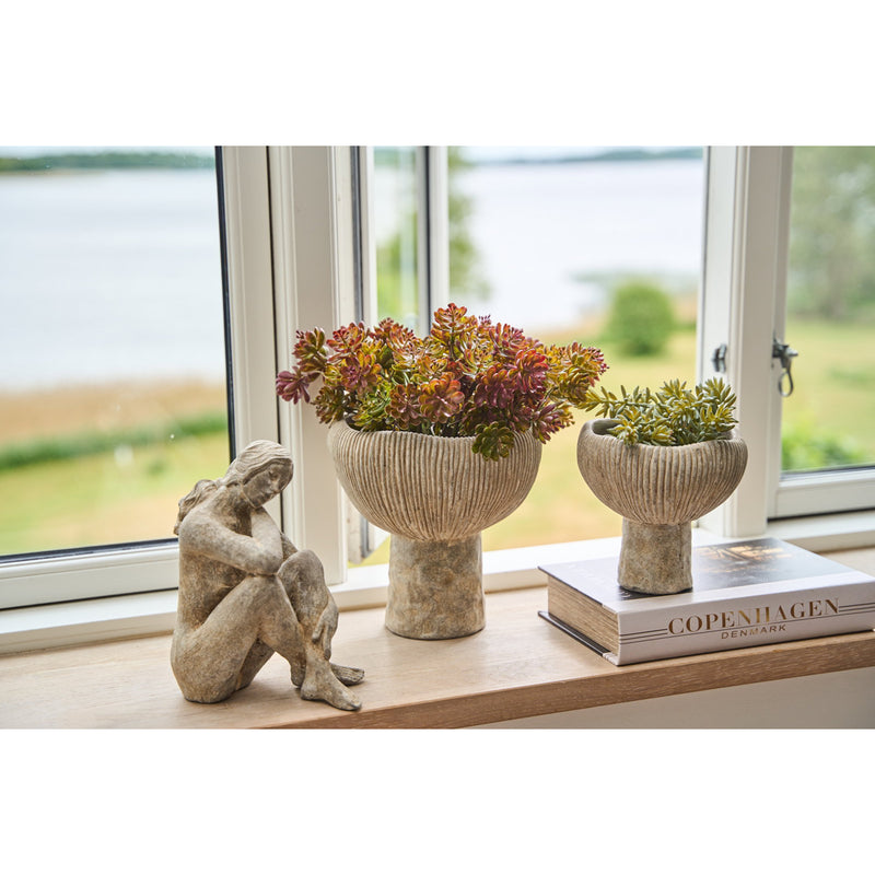 Vasi sement beige 2 stærðir