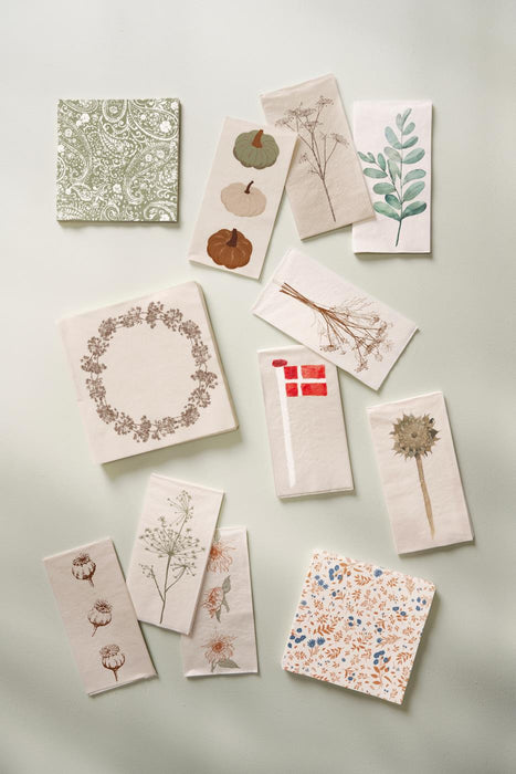 Servíettur græn blóm