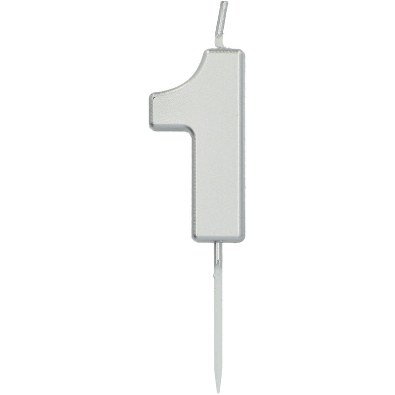 Númerakerti 5cm 0-9 silfur