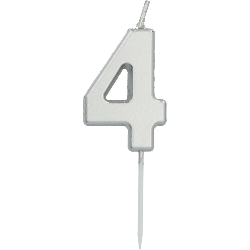Númerakerti 5cm 0-9 silfur