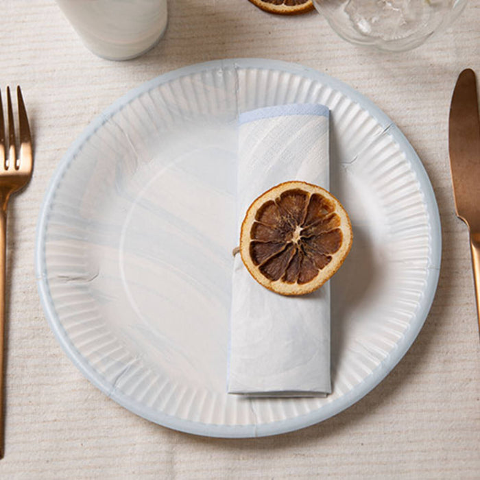 Pappadiskar marmara bláir 8 stk