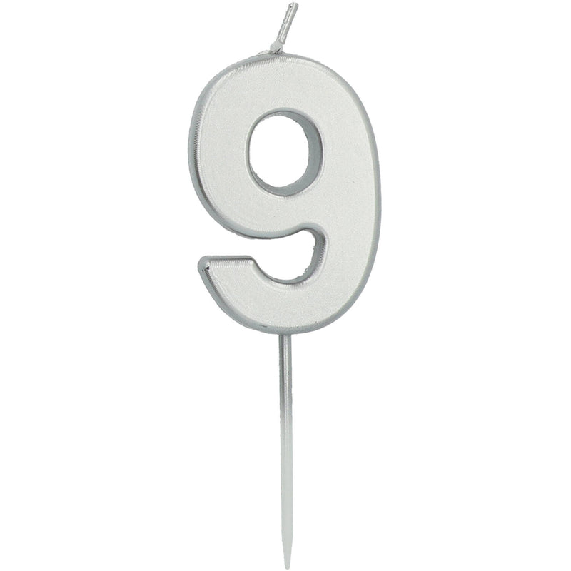 Númerakerti 5cm 0-9 silfur