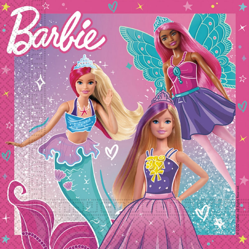 Servíettur barbie 20 stk