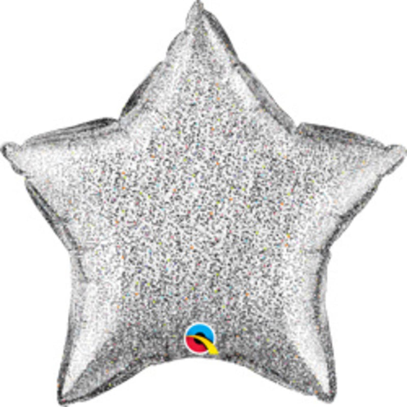 Helíumblaðra stjarna silfur glitter