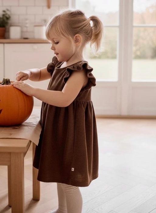 Kjóll Flauel brúnn