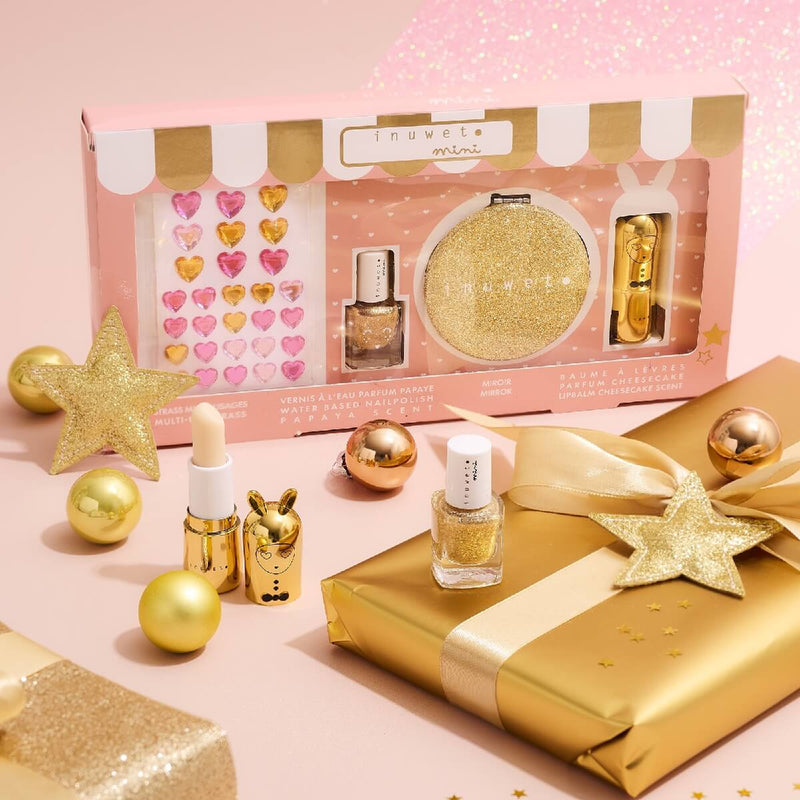 Gjafasett mini glitter gold