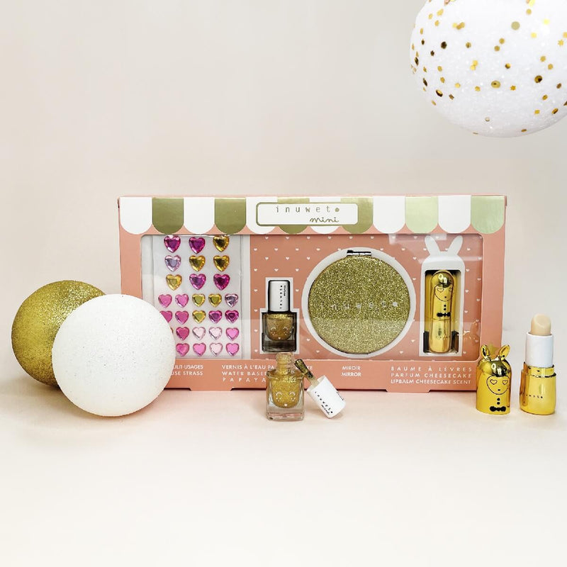 Gjafasett mini glitter gold