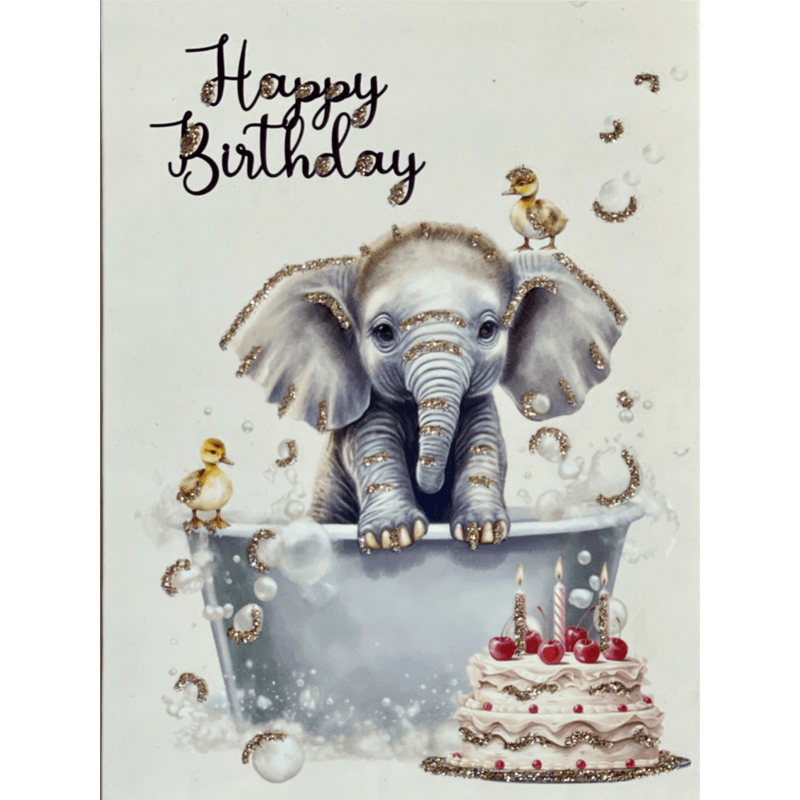 Kort "happy birthday" fíll