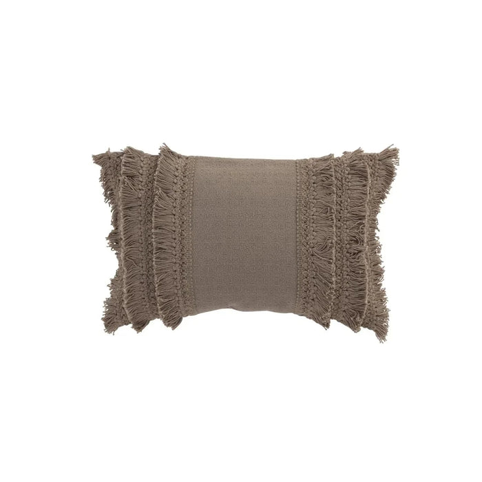 Púði m/fringe brúnn 28x43cm