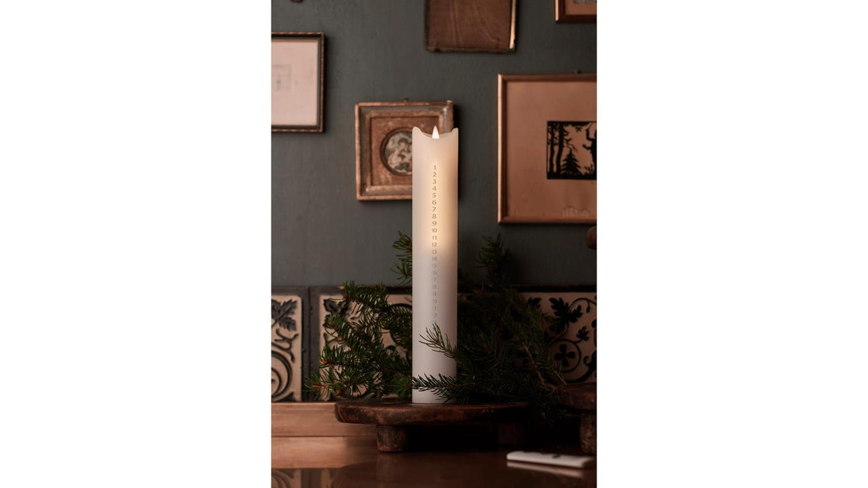 Aðventukerti Led hvítt/silfur