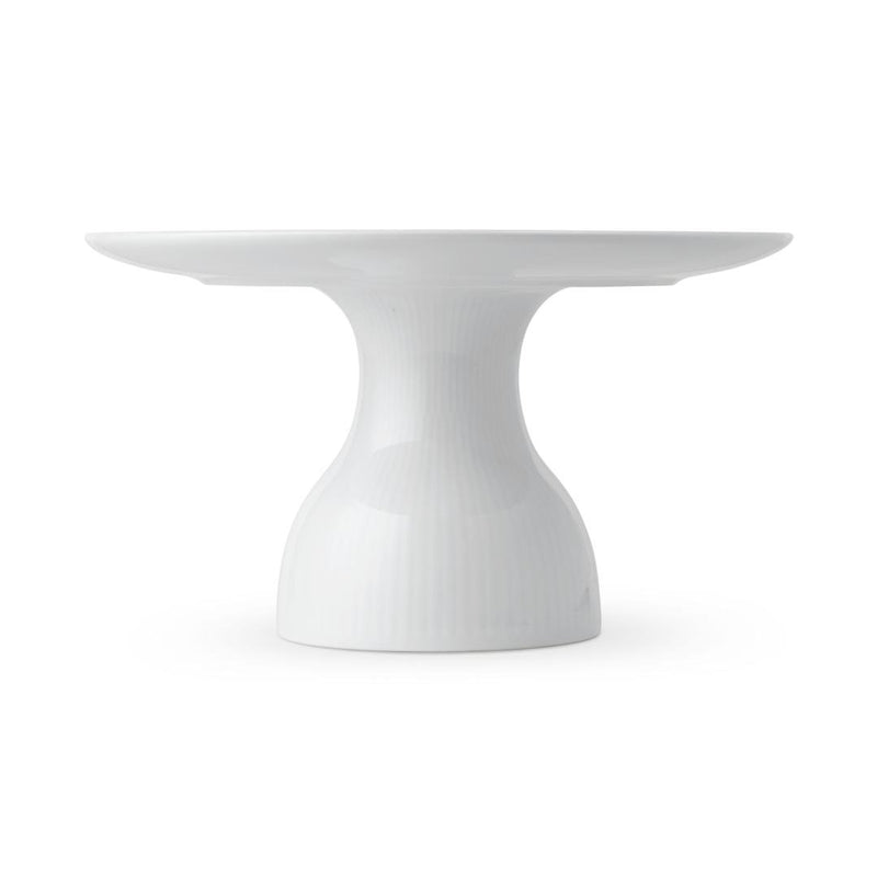 White Fluted diskur á fæti 20cm